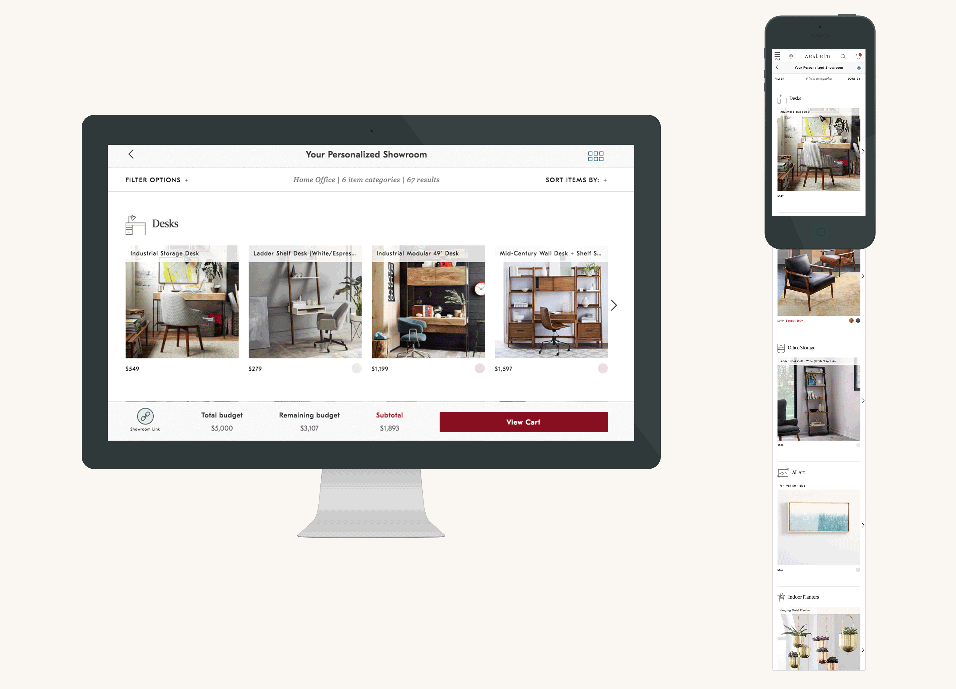 A desktop and mobile view of the final experience - Guided Shop